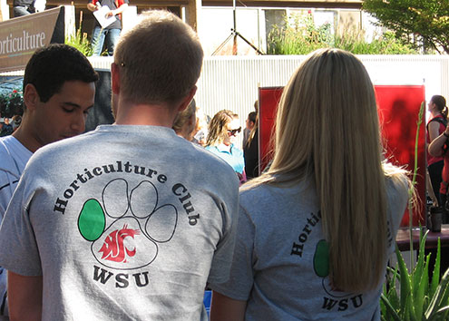 Students wearing t-shirts that read WSU Horticulture Club